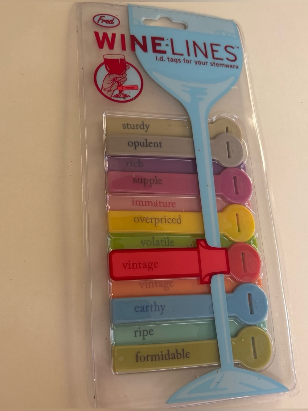 Genuine Fred Silicone Wine ID Tags Descriptive Markers Party Ware